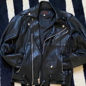 Recycled leather motorcycle jacket